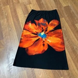 Rachel Zoe Brilliant Flower Black Maxi Skirt fits XL 36/37” waist